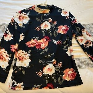 Floral Long Sleeve & High Neck Shirt